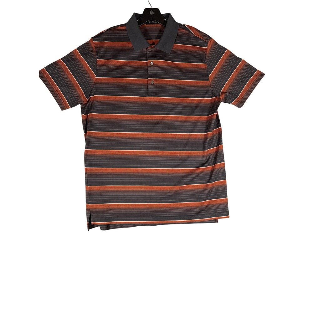 Carnoustie Mens Mercerized Cotton Striped Polo Shirt Orange Black Large 9175